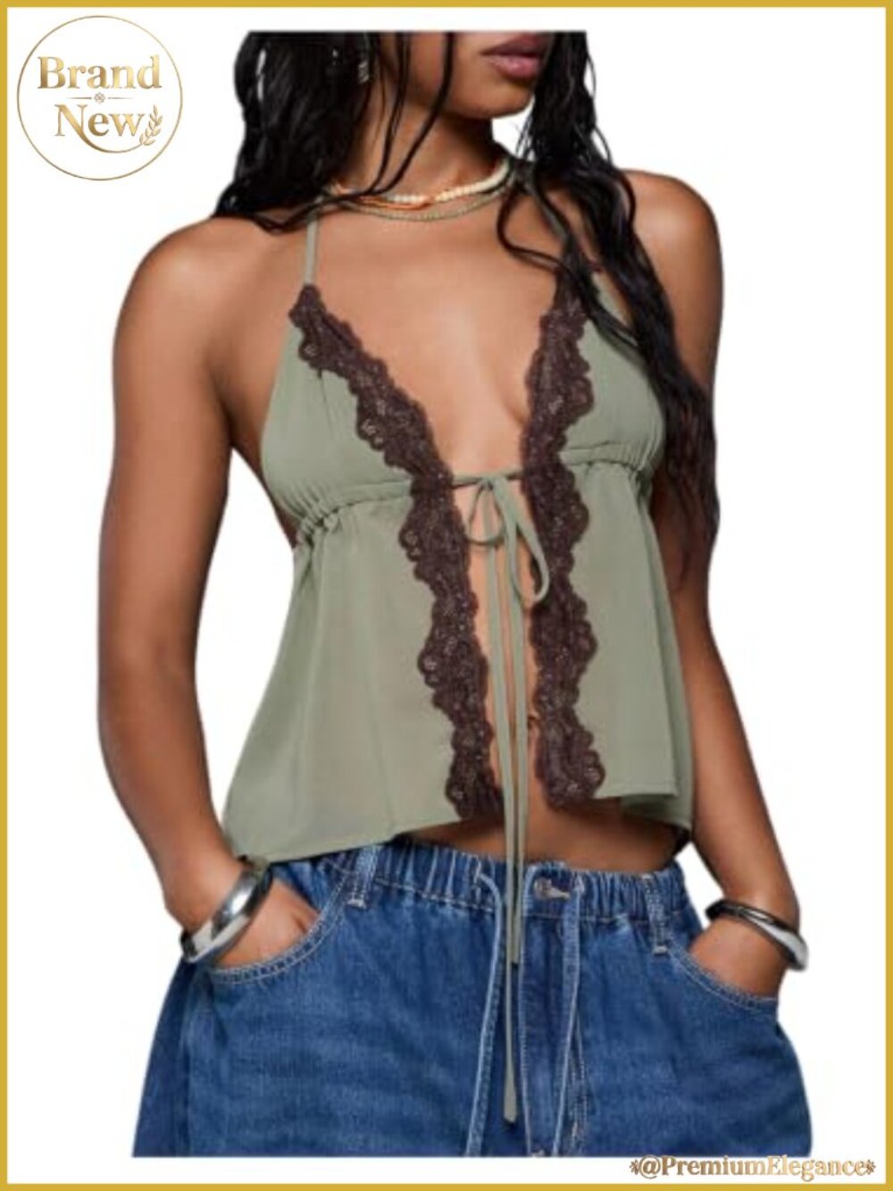 Women's Tie Front Lace Halter Top Open Back Peplum Boho Sleeveless 100%
